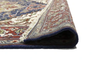 Dark Navy Geometric 8X10 Heriz Serapi Oriental Rug