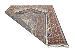 Dark Navy Geometric 8X10 Heriz Serapi Oriental Rug