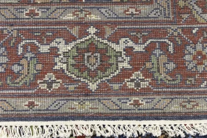 Dark Navy Geometric 8X10 Heriz Serapi Oriental Rug