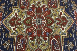 Dark Navy Geometric 8X10 Heriz Serapi Oriental Rug