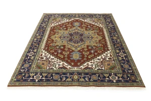 Rusty Red Geometric 8X10 Heriz Serapi Oriental Rug