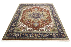 Rusty Red Geometric 8X10 Heriz Serapi Oriental Rug