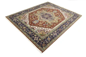 Rusty Red Geometric 8X10 Heriz Serapi Oriental Rug