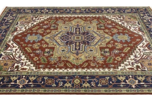 Rusty Red Geometric 8X10 Heriz Serapi Oriental Rug
