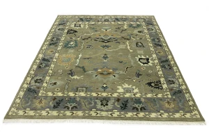 Khaki Floral 8X10 Oushak Chobi Oriental Rug