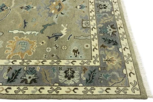 Khaki Floral 8X10 Oushak Chobi Oriental Rug