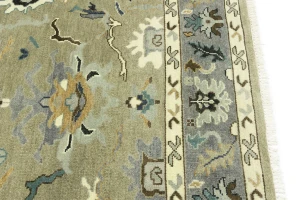 Khaki Floral 8X10 Oushak Chobi Oriental Rug