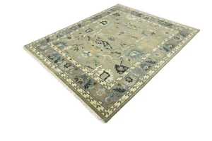 Khaki Floral 8X10 Oushak Chobi Oriental Rug