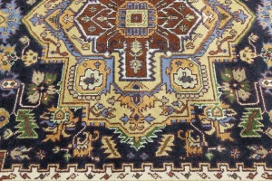 Dark Purple-navy Geometric 8X10 Heriz Serapi Oriental Rug