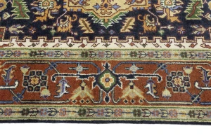Dark Purple-navy Geometric 8X10 Heriz Serapi Oriental Rug