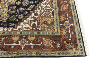 Dark Purple-navy Geometric 8X10 Heriz Serapi Oriental Rug