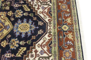 Dark Purple-navy Geometric 8X10 Heriz Serapi Oriental Rug