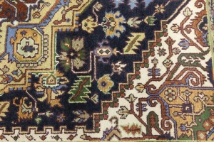Dark Purple-navy Geometric 8X10 Heriz Serapi Oriental Rug