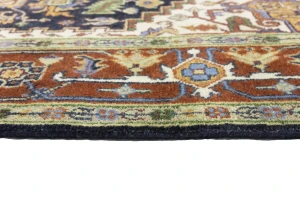 Dark Purple-navy Geometric 8X10 Heriz Serapi Oriental Rug