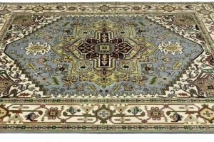 Light Gray Geometric 8X10 Heriz Serapi Oriental Rug