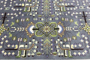 Gray Floral Tribal 9X12 Oriental Rug