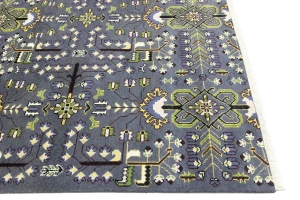 Gray Floral Tribal 9X12 Oriental Rug