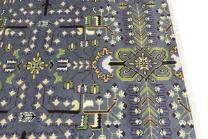 Gray Floral Tribal 9X12 Oriental Rug