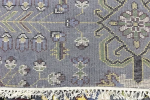 Gray Floral Tribal 9X12 Oriental Rug