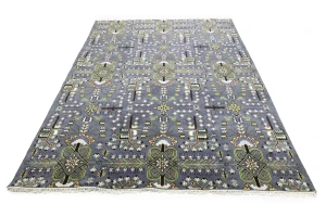 Gray Floral Tribal 9X12 Oriental Rug