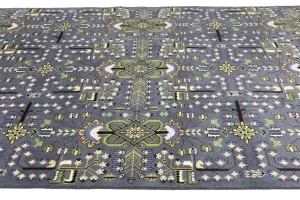 Gray Floral Tribal 9X12 Oriental Rug
