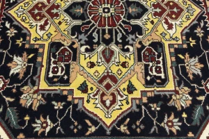 Dark Purple-navy Geometric 9X12 Heriz Serapi Oriental Rug