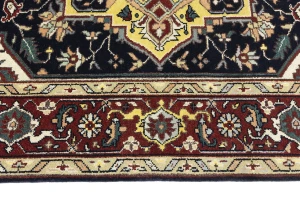 Dark Purple-navy Geometric 9X12 Heriz Serapi Oriental Rug