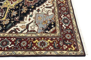 Dark Purple-navy Geometric 9X12 Heriz Serapi Oriental Rug