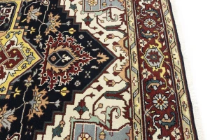 Dark Purple-navy Geometric 9X12 Heriz Serapi Oriental Rug