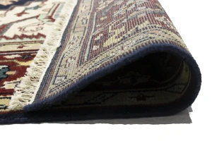 Dark Purple-navy Geometric 9X12 Heriz Serapi Oriental Rug
