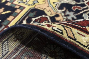 Dark Purple-navy Geometric 9X12 Heriz Serapi Oriental Rug