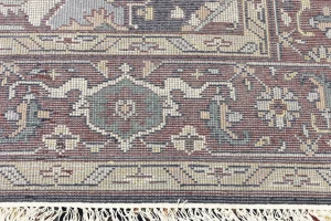 Dark Purple-navy Geometric 9X12 Heriz Serapi Oriental Rug