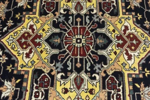 Dark Purple-navy Geometric 9X12 Heriz Serapi Oriental Rug