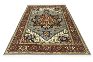 Light Gray Geometric 9X12 Heriz Serapi Oriental Rug