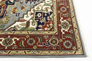 Light Gray Geometric 9X12 Heriz Serapi Oriental Rug