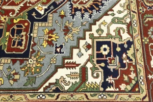 Light Gray Geometric 9X12 Heriz Serapi Oriental Rug