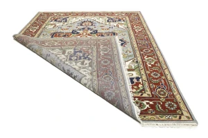 Light Gray Geometric 9X12 Heriz Serapi Oriental Rug