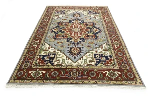 Light Gray Geometric 9X12 Heriz Serapi Oriental Rug