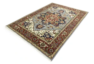 Light Gray Geometric 9X12 Heriz Serapi Oriental Rug