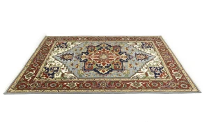 Light Gray Geometric 9X12 Heriz Serapi Oriental Rug
