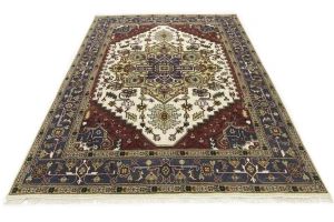 Cream Geometric 9X10 Heriz Serapi Oriental Rug
