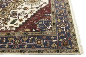 Cream Geometric 9X10 Heriz Serapi Oriental Rug