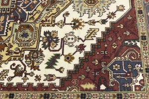 Cream Geometric 9X10 Heriz Serapi Oriental Rug