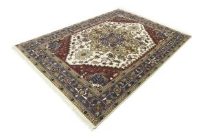 Cream Geometric 9X10 Heriz Serapi Oriental Rug