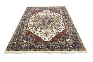 Cream Geometric 9X10 Heriz Serapi Oriental Rug