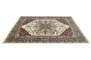 Cream Geometric 9X10 Heriz Serapi Oriental Rug