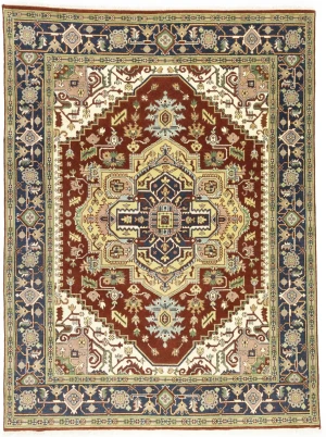 Rusty Red Geometric 9X12 Heriz Serapi Oriental Rug
