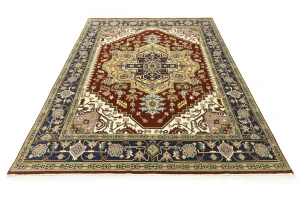 Rusty Red Geometric 9X12 Heriz Serapi Oriental Rug
