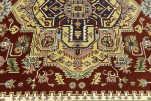 Rusty Red Geometric 9X12 Heriz Serapi Oriental Rug