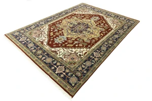 Rusty Red Geometric 9X12 Heriz Serapi Oriental Rug